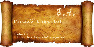 Bircsák Apostol névjegykártya